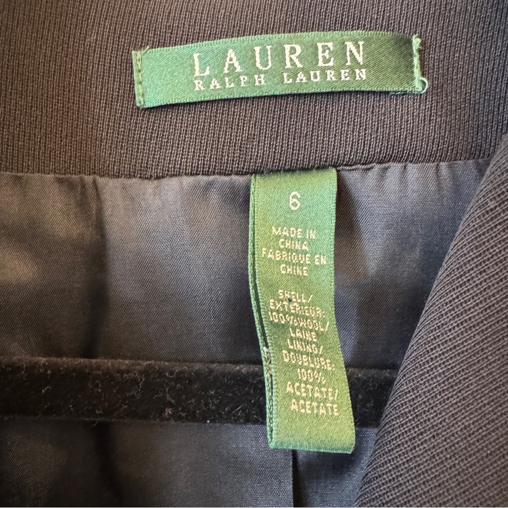 Lauren Ralph Lauren Wool Gold Button Blazer Jacket Black Size 6 See Pic For Flaw - Picture 3 of 8